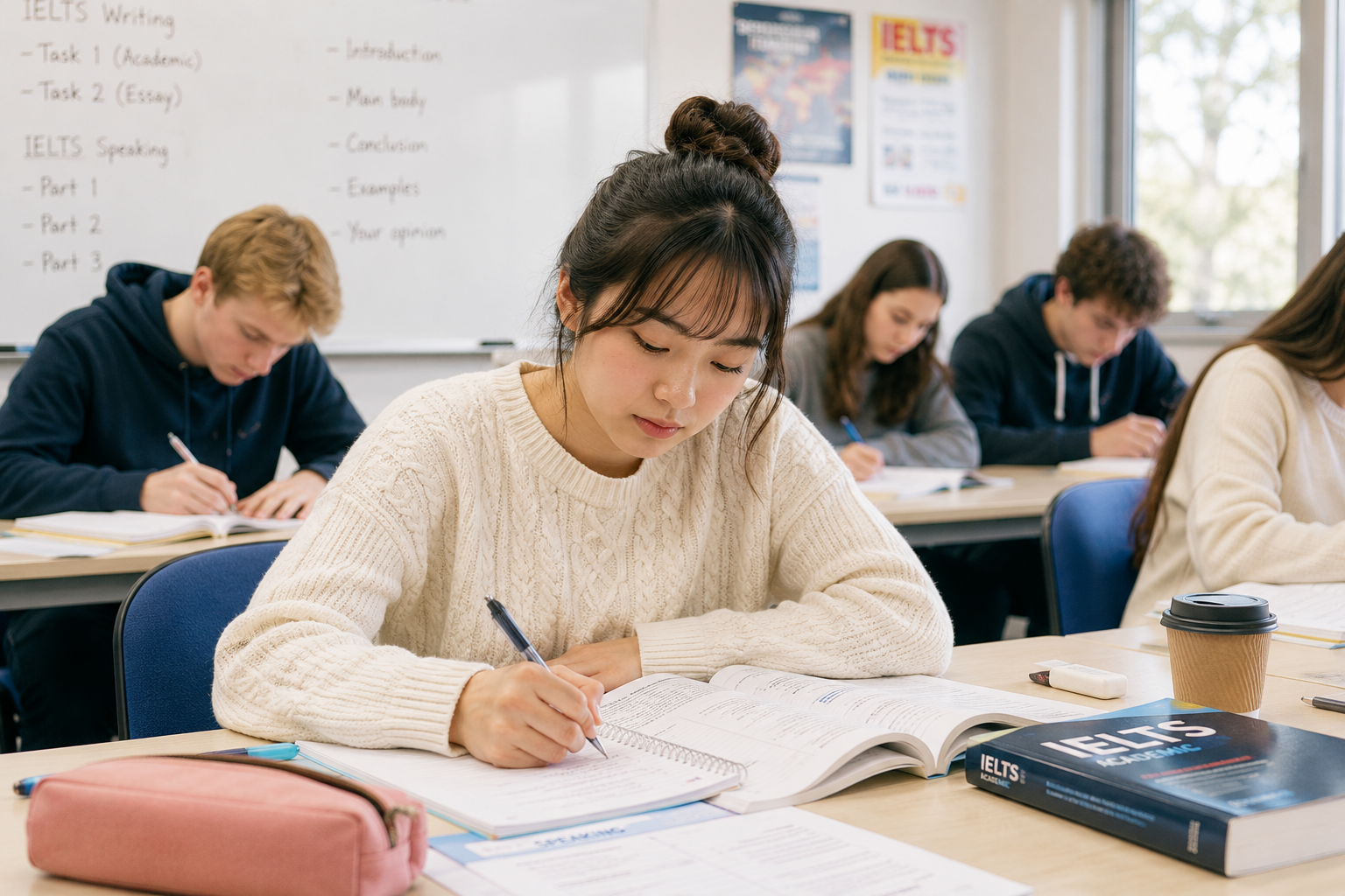 IELTS対策の授業を受ける留学生